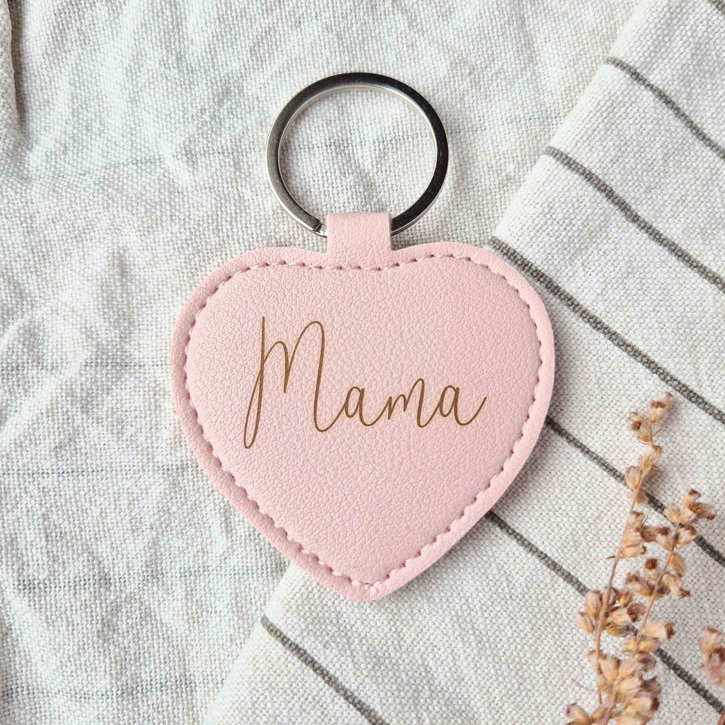 Leren hanger - Hart roze mama