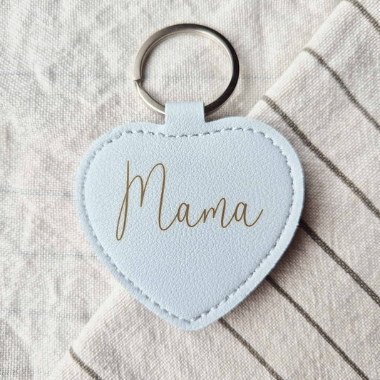 Leren hanger - Hart blauw mama