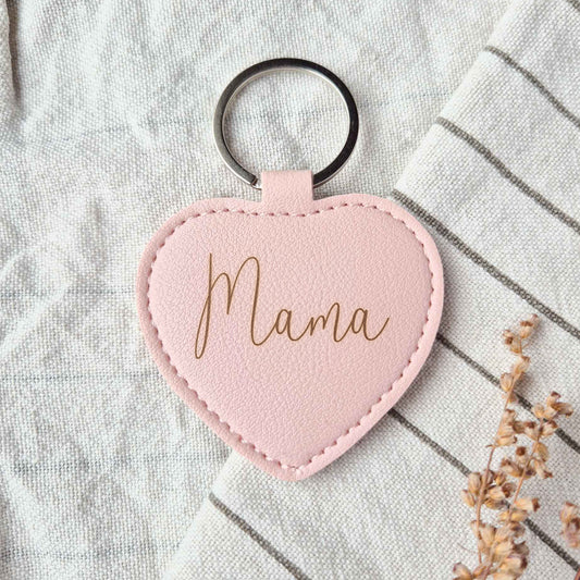 Leren hanger - Hart roze mama