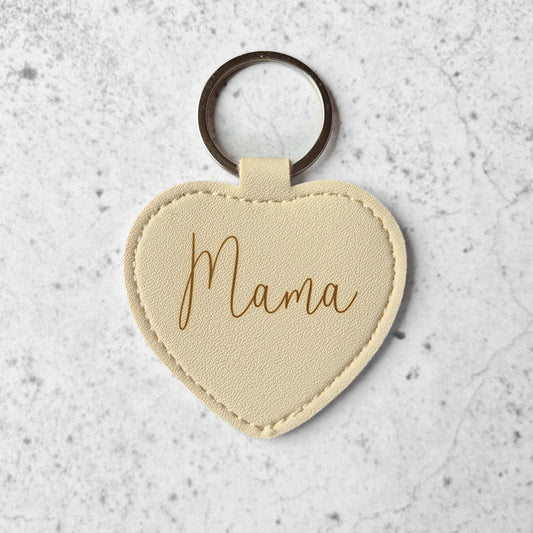 Leren hanger - Hart beige mama