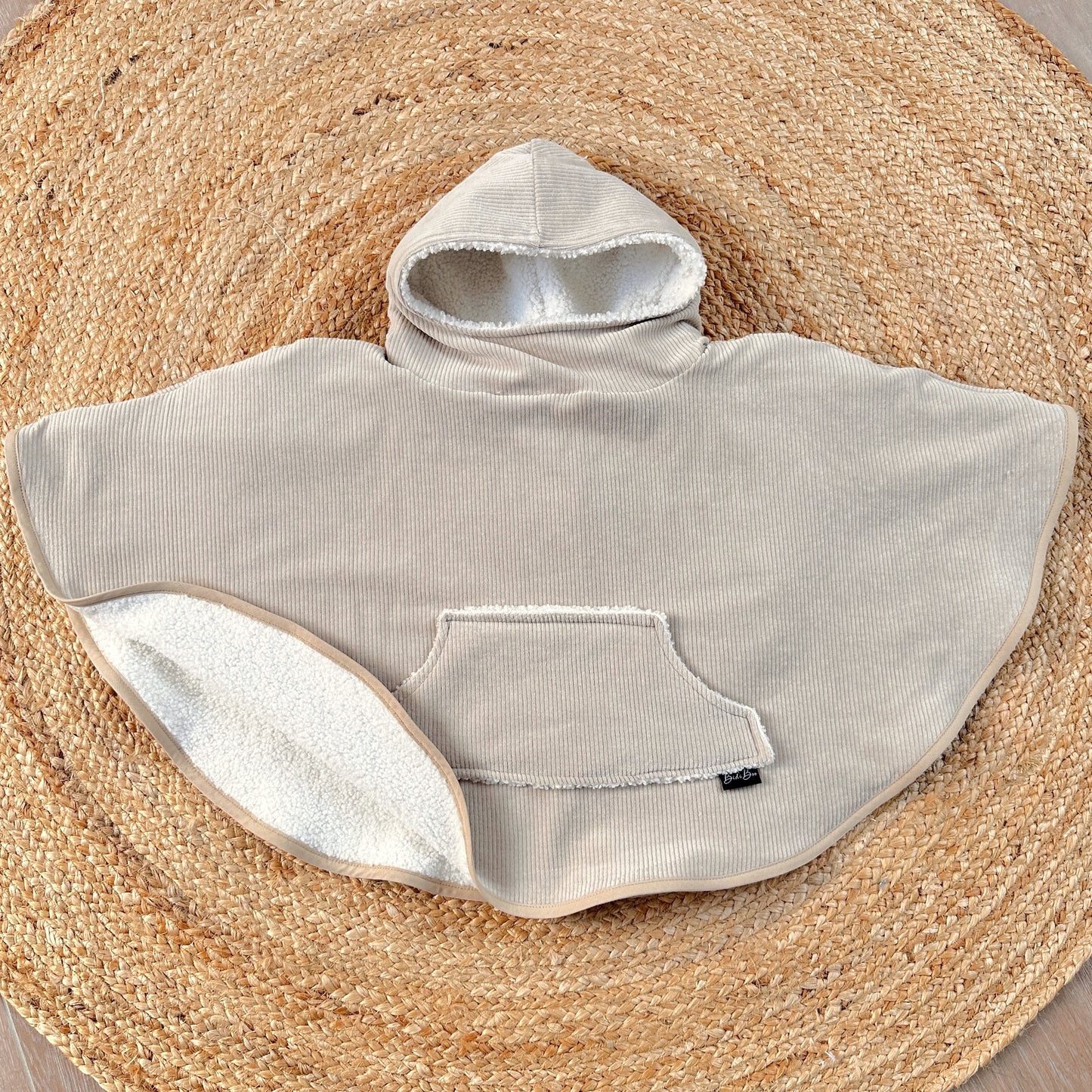 Poncho rib doux beige