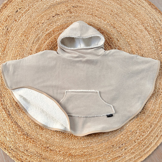 Poncho rib doux beige