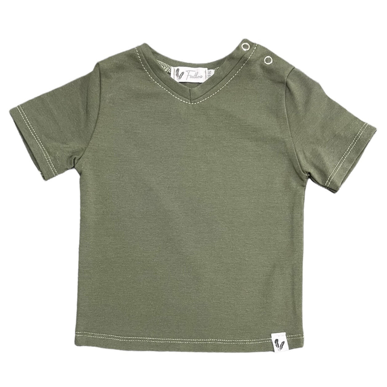 T-Shirt V-neck Juniper Groen
